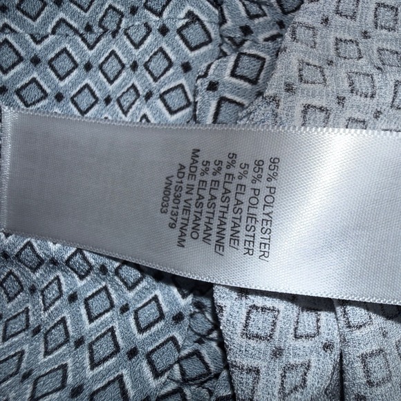 Adrianna Papell Geometric Long Sleeve Blouse Med - Navy White Office Career Chic - Picture 10 of 15